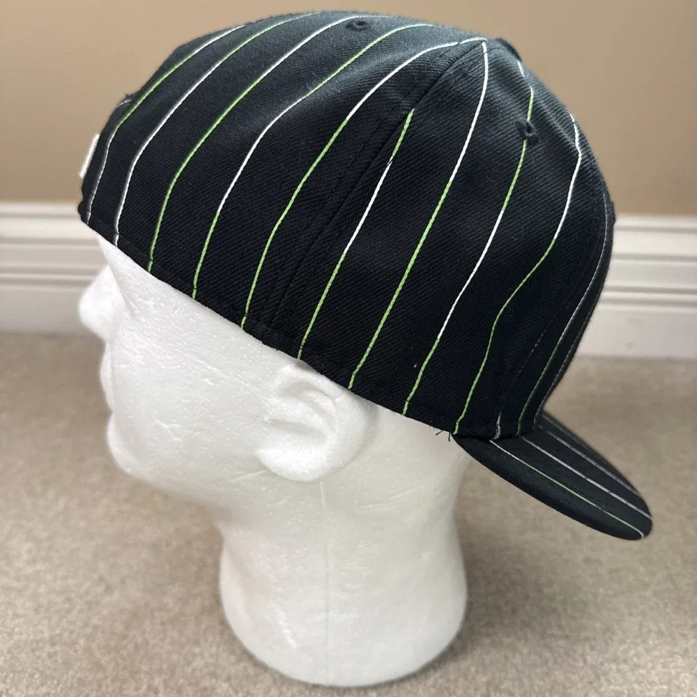 Detroit Tigers New Era 59fifty Pinstripe Black Green Sz 7 1/2 Wool Hat Cap MLB